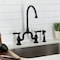 Kingston Brass Bridge Kitchen Faucet with Brass Sprayer, Matte Black KS7790BALBS - alternate 2
